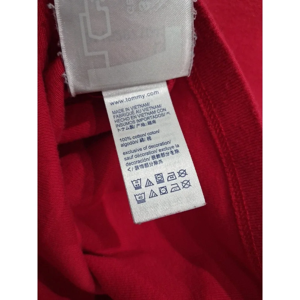 Tommy Hilfiger Y2K Womens Red Embroidered Logo Ringer T-Shirt‎ Med Short Sleeve